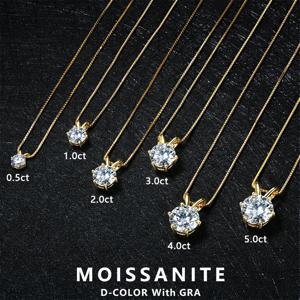 Lnngy 0.5ct-5ct Moissanite 펜던트 목걸이 여성을위한 인증서 원래 진짜 925 실버 체인 솔리테어 드롭 목걸이