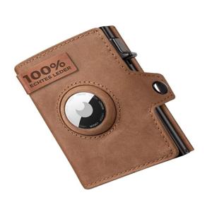 YATBEST 남성용 가죽 지갑 (코인 포켓 포함) AirTag 포지셔닝 카드 클립 RFID Anti Magnetic Anti-Theft Card Swiping Bag