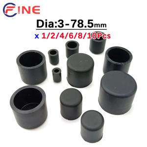라운드 블랙 실리콘 고무 파이프 슬리브 튜브 캡 테이블 의자 발 패드 보호 커버 3-68.5mm
