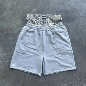 Y2K 레트로 반바지 위장 패턴 더블 허리 수 놓은 streetwear 남성 여성 하라주쿠 힙합 캐주얼 복서 스포츠 반바지