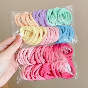 50 개/대 여자 여자 기본 헤어 밴드 4cm 간단한 Scrunchies 탄성 머리띠 헤어 밧줄 넥타이 포니 테일 헤어 액세서리 모자를 쓰고 있죠