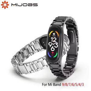 Mi Band 9 용 금속 스트랩 8 7 6 5 4 Xiao mi Mi Band 9 용 스테인레스 팔찌 Mi Band 8 Mi Band 7 손목 밴드 액세서리