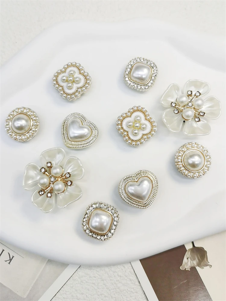 10PCS 구두 매력 ABS 장식 액세서리 방해 버클 레이디 정원 신발에 대 한 DIY 장식 핀 우아한 진주 꽃 디자인