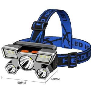 휴대용 USB 충전식 헤드램프, 5LED 헤드라이트, 배터리 내장 토치, 휴대용 방수 낚시 캠핑 헤드라이트
