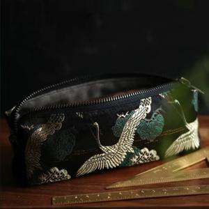 레트로 연필 케이스 Kawaii 편지지 Kalemlik 연필 케이스 자수 펜 케이스 황금 스레드 Trousse 학교 용품 연필 케이스