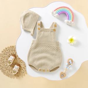 아기 Bodysuits 민소매 신생아 소년 소녀 솔리드 컬러 Onesie 모자 복장 세트 2pcs 유아 unisex Playsuits 아동복