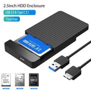 2.5 HDD/SSD 케이스 SATA-USB 3.1/3.0 어댑터 케이스 디스크 HDD 유형 USB-C 인클로저용 6gbps HD 외장형 하드 드라이브 인클로저 박스