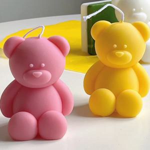 3D 귀여운 만화 곰 실리콘 양초 금형 Diy 수제 비누 석고 아이스 큐브 베이킹 금형 생일 파티 결혼 선물 만들기 키트