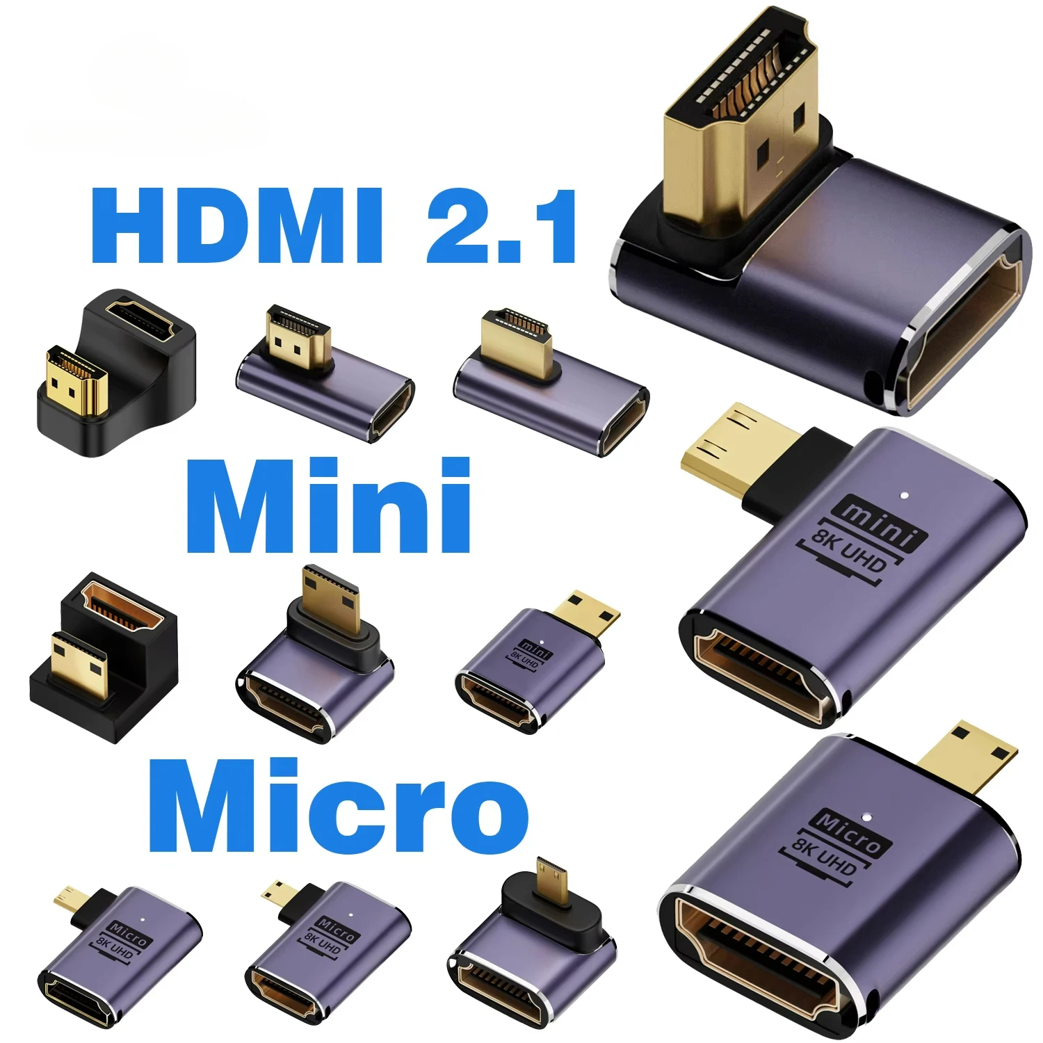 HDMI2.1 케이블 어댑터 미니 마이크로 hdmi to HDMI 2.1 변환기 48Gpbs 8K60HZ 4K120HZ HDTV 프로젝터 PS4 PS5 노트북 PC 용