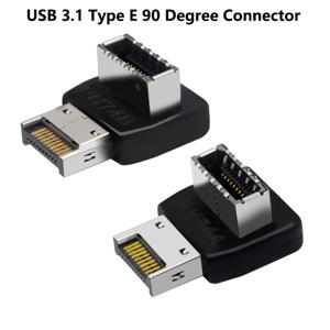 USB 커넥터 어댑터 USB3.1 Type-E 90도 변환기 어댑터 케이스 전면 유형 C 소켓 데스크탑 컴퓨터 마더보드 커넥터