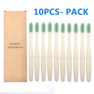 10 Pcs 자연 혼합 색상 대나무 칫솔 친환경 생분해 성 나무 칫솔 부드러운 강모 구강 케어 칫솔