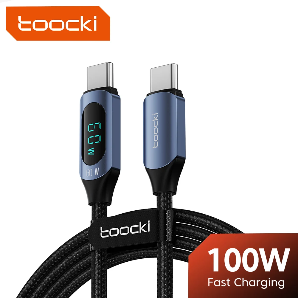 삼성 5A LED 디지털 디스플레이 용 Toocki 100W USB C 케이블 Xiaomi POCO Huawei USB 충전기 데이터 코드 용 고속 TypeC 와이어