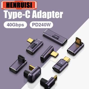 Macbook 40Gbps 고속 USB C OTG U 자형 직선 각도 남성-여성 어댑터 용 USB 4.0 PD 240W 8K 60Hz 충전기 커넥터
