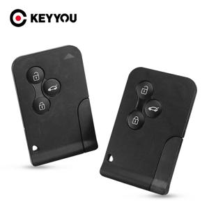 KEYYOU 3 버튼 Renault Clio Logan Megane 2 3 Koleos Scenic 2003-2008 비상 삽입 블레이드가있는 카드 용 스마트 원격 자동차 키