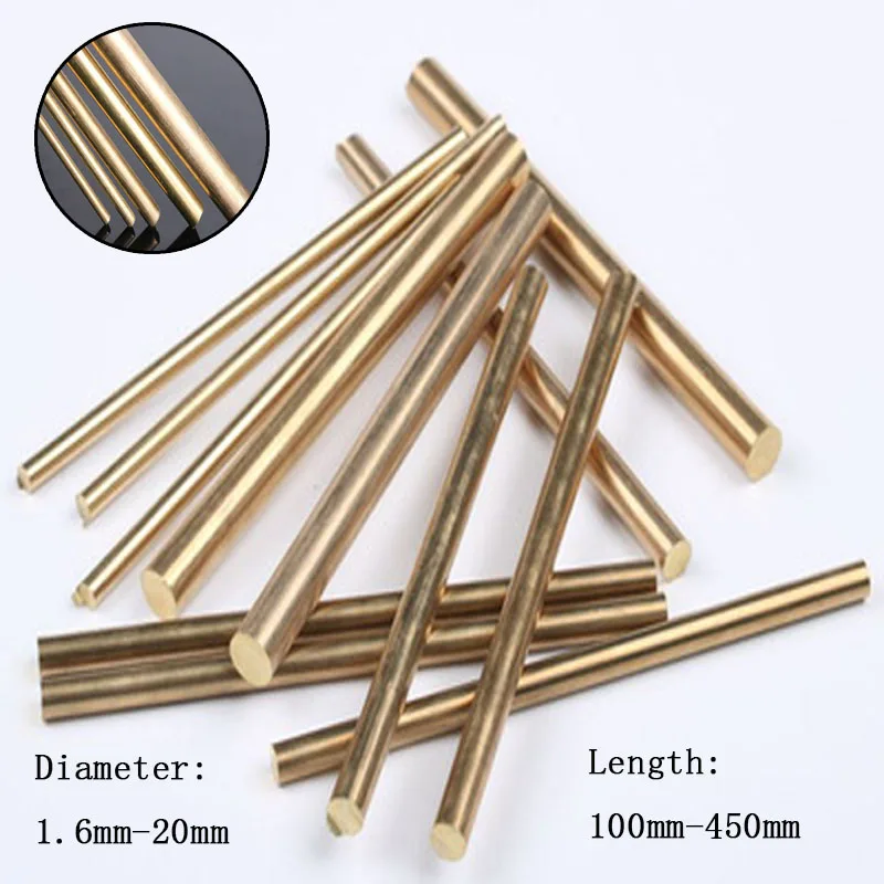 1/5/10pcs 길이 100-450mm 2/3/4/5/6/8-20mm DIY 하드웨어 황동 라운드 바 막대 원형 와이어 튜브 모델 제작 황동 막대