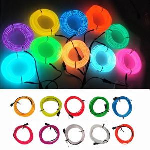 10M/5M/3M/1M 글로우 EL 와이어 케이블 LED 네온 크리스마스 댄스 파티 DIY 의상 의류 빛나는 자동차 조명 장식 의류 공