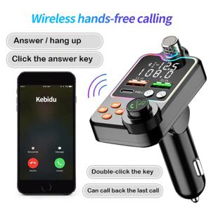 FM 송신기 FM 변조기 자동차 음악 리시버 MP3 플레이어, C타입 듀얼 USB 차량용 충전기, 무선 5.0 핸즈프리 자동차 키트