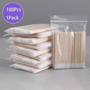 100-500Pcs 손톱 나무 면봉 깨끗한 스틱 버드 팁 나무 면화 머리 매니큐어 세부 교정기 매니큐어 리무버 아트 도구