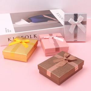 12pcs 골 판지 쥬얼리 세트 활 선물 상자 반지 목걸이 팔찌 귀걸이 선물 포장 상자 직사각형 내부 스폰지