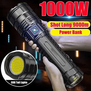 10000LM 800W 가장 강력한 Led 손전등 전술 15000mah 내장 배터리 플래시 라이트 비상 스포트라이트 4km 휴일 선물