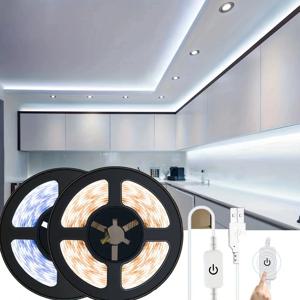 USB LED 스트립 라이트 터치 감지 5V 2835 LED 유연한 조명 테이프 리본 백라이트 룸 캐비닛 조명 미러 브라이트닝