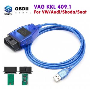 VAG KKL 409.1 CH340T OBD 2 OBD2 자동차 진단 vag com 인터페이스 케이블 409 1 VW/Audi/Skoda/Seat 자동 스캐너 도구