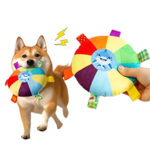 재미 있은 무지개 플러시 비행 접시 개 장난감 야외 대화 형 훈련 게임 씹는 장난감 애완 동물 비행 디스크 장난감 개 액세서리
