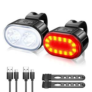 자전거 라이트 LED 자전거 램프 USB 충전식 자전거 전면 및 후면 조명 전면 램프 미등 사이클링 랜턴 자전거 손전등