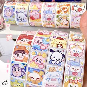 Sanrio 만화 스티커 롤/500pcs 귀여운 Cinnamoroll 내 멜로디 Kuromi 보상 스티커 학생 핸드북 선물 장식 스티커