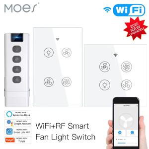 새로운 WiFi RF 스마트 천장 팬 라이트 2/3 웨이 제어 스마트 라이프/Tuya APP RF 원격 속도 제어 Alexa Google 홈 호환