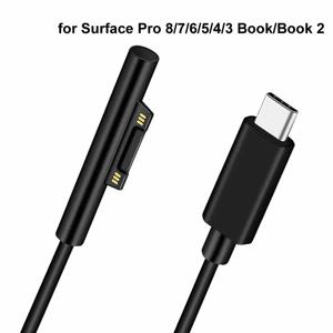 Microsoft Surface Pro 7 3 4 5 6 15V 3A PD 태블릿 충전기 어댑터 케이블 코드용 고속 충전 USB Type-C 전원 공급 장치