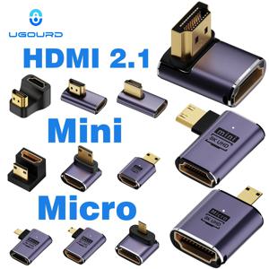 UGOURD HDMI2.1 케이블 어댑터 미니 마이크로 hdmi to HDMI 2.1 변환기 48Gpbs 8K60HZ 4K120HZ HDTV 프로젝터 PS4 PS5 노트북 PC 용