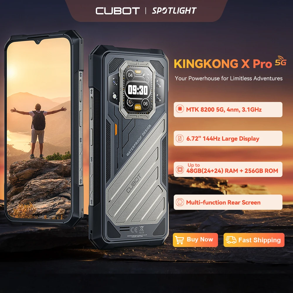 [월드 프리미어] CUBOT KINGKONG X PRO, 견고한 스마트폰 5G, Dimensity 8200, 4nm, 3.1GHz, 144Hz 6.72