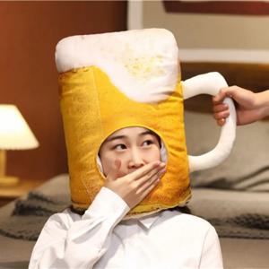 크리 에이 티브 플러시 재미 있은 맥주 모자 사진 소품 참신 귀여운 맥주 모자 부드러운 플러시 맥주 모자 장난감