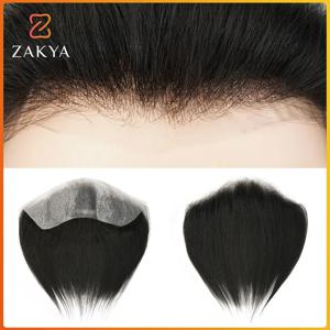 앞 남자 Toupee 남자 가발 자연 헤어 라인 100% 인간의 머리카락 정면 남성 가발 전체 피부 머리 조각 헤어 피스 Zakya