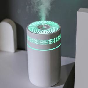 차량용 휴대용 미니 스프레이 미스트 가습기, LED 조명 포함, 침실과 여행용 USB 전원 에센셜 오일 확산, 250ml