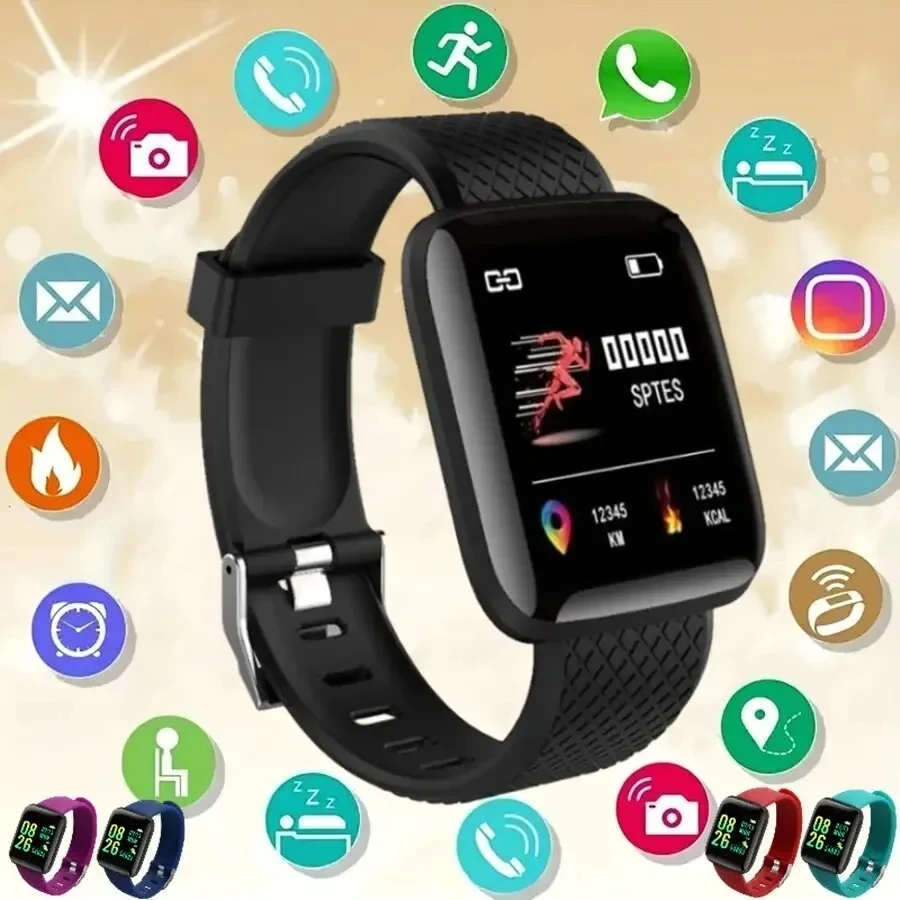 스마트 시계 스포츠 피트니스 팔찌 제어 음악 메시지 표시 보수계 블루투스 연결 Smartwatch 116 알람 시계 날씨