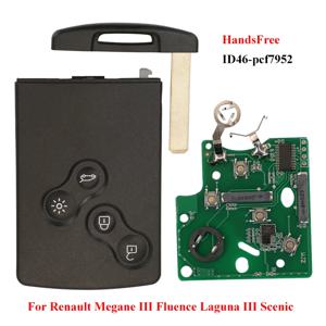Jingyuqin 433MHz ID46-PCF7952A Renault Megane 3 Laguna 3 Scenic Fluence Keyless HandsFree 용 칩 스마트 원격 자동차 키 카드 Fob