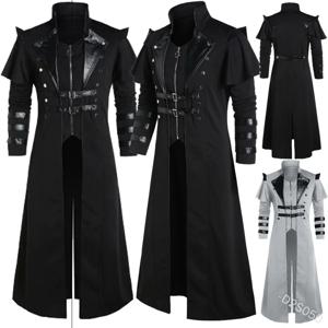 빈티지 중세 롱 트렌치 코트 고딕 더블 브레스트 자켓 남자 Steampunk 오버코트 빅토리아 코스프레 Tailcoat
