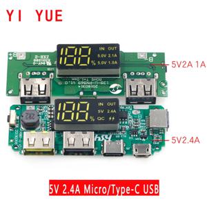 리튬 배터리 충전기 보드 LED 듀얼 USB 5V 2.4A 마이크로 또는 C 타입 USB 모바일 보조배터리 18650 충전 모듈