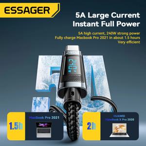 Essager 240W USB 유형 C-USB C 케이블 100W PD 3.1 Macbook Pro 용 고속 충전 충전기 와이어 Xiaomi Samsung 노트북 USBC 코드 2M