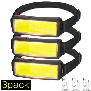 COB LED 헤드라이트 손전등, 배터리 내장 USB 충전식 헤드램프, 야외 비상 캠핑 낚시 랜턴, 3 가지 모드