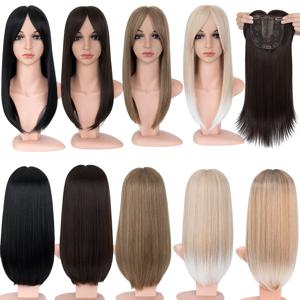 Benehair 14'' 18'' 여성용 앞머리가 있는 헤어 토퍼 합성 6x6 탑 헤어피스 가발 긴 Striaght 클립 헤어 익스텐션