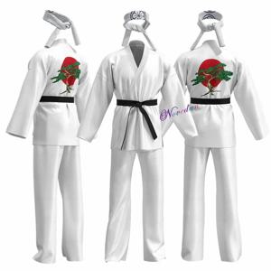 애니메이션 게임 KOF 코스프레 의상 코브라 카이 Val Armorr 가라데 유니폼 태권도 의류 남자 키즈 검투사 역할 놀이 의상