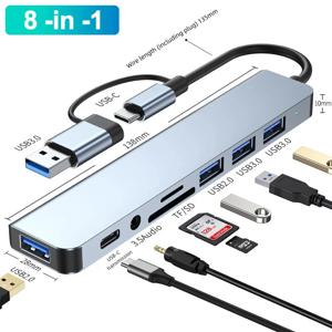 노트북용 외부 USB 허브 3.1 도킹 스테이션, 멀티 허브 C USB C타입 도킹 스테이션, 5Gbps TF SD 리더 카드 3.5 오디오, 8 7 5 in 2
