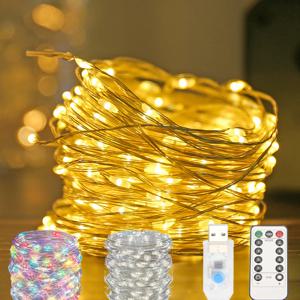 Led 문자열 빛 크리스마스 요정 빛 USB 배터리 원격 갈 랜드 구리 와이어 LED 램프 웨딩 파티 장식 10M 20M