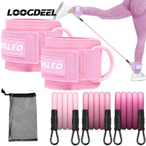 LOOGDEEL 발목 스트랩 조정 가능한 발 지원 패딩 커프 발목 무게 다리 훈련 받침대 요가 저항 밴드 세트 스포츠 여성