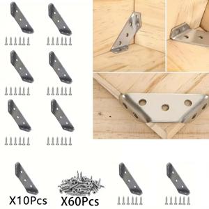 1-100PCS 코너 브래킷 스테인레스 스틸 가구 각도 선반 커넥터 캐비닛 지원 나사가있는 고정 프레임 코너 버팀대