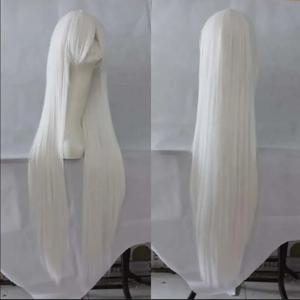 흰색 가발 100 CM/40 인치 긴 헤어피스 합성 내열성 섬유 헤어 살롱 파티 만화 코스프레 스트레이트 헤어