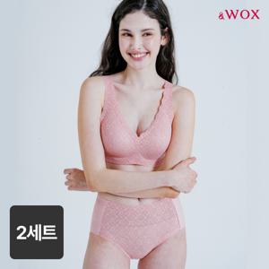 앤왁스 꿈의브라 팬티 톤업 레이스 런닝형 2세트 여성 심리스 브라